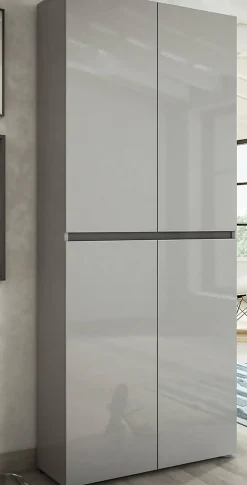 Meuble à chaussures Ddjimsit, Meuble à chaussures, Armoire d'entrée polyvalente, Rangement pour chaussures, 80x34h200 cm, Gris
