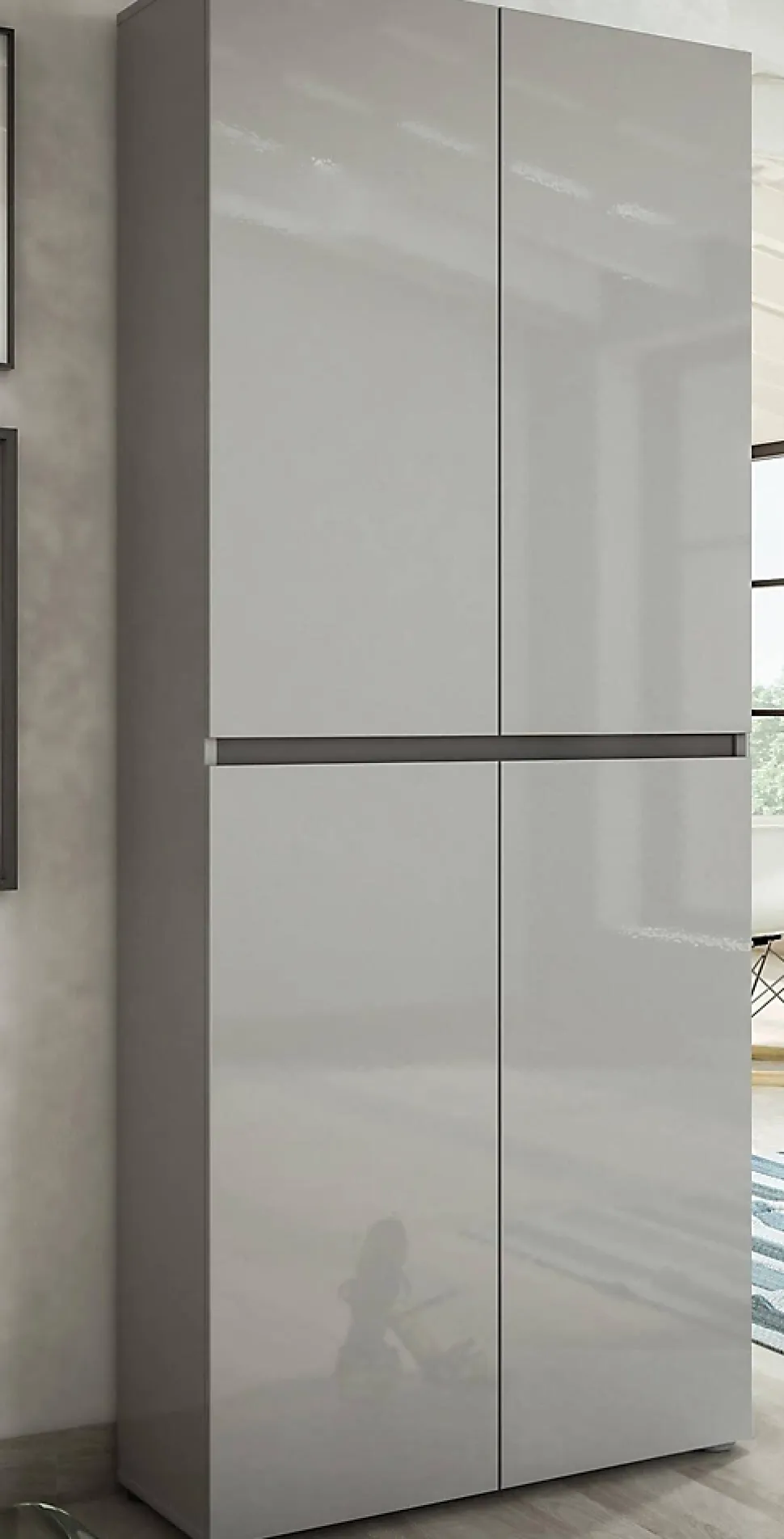Meuble à chaussures Ddjimsit, Meuble à chaussures, Armoire d'entrée polyvalente, Rangement pour chaussures, 80x34h200 cm, Gris