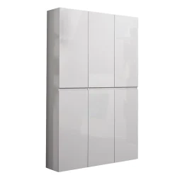 Meuble à chaussures Ddomingue, Meuble à chaussures, Armoire d'entrée polyvalente, 122x34h200 cm, Blanc brillant
