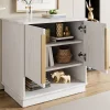 Meuble à Chaussures d'entrée avec 2 Portes, Rangement ouvert, design Moderne en MDF avec Poignées Dorées, Blanc Bois 60x40x61 cm