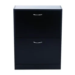 Meuble à chaussures double compartiment à bascule 60L x 24l x 80H cm panneaux de particules noir