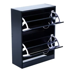 Meuble à chaussures double compartiment à bascule 60L x 24l x 80H cm panneaux de particules noir
