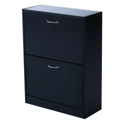 Meuble à chaussures double compartiment à bascule 60L x 24l x 80H cm panneaux de particules noir