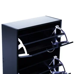 Meuble à chaussures double compartiment à bascule 60L x 24l x 80H cm panneaux de particules noir