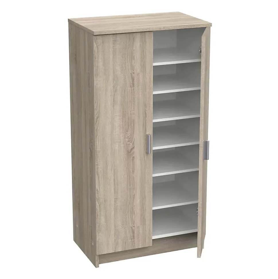 Meuble à chaussures Dpapett, Meuble chaussures peu encombrante, Armoire polyvalente avec 5 étagères, 55x36h108 cm, Chêne