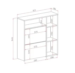 Meuble à chaussures Dpinn, Meuble chaussures peu encombrante, Meuble avec 3 portes pliantes, 92x27h94 cm, Anthracite, Ciment