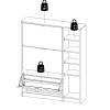 Meuble à chaussures Dtour, Meuble à chaussures, Armoire d'entrée polyvalente, 99x24 h124 cm, Chêne et Blanc