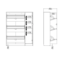 Meuble à chaussures Dtour, Meuble à chaussures, Armoire d'entrée polyvalente, 99x24 h124 cm, Chêne et Blanc