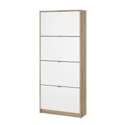 Meuble à chaussures Dtraor, Meuble à chaussures, Armoire d'entrée polyvalente, 70x24 h162 cm, Chêne et Blanc