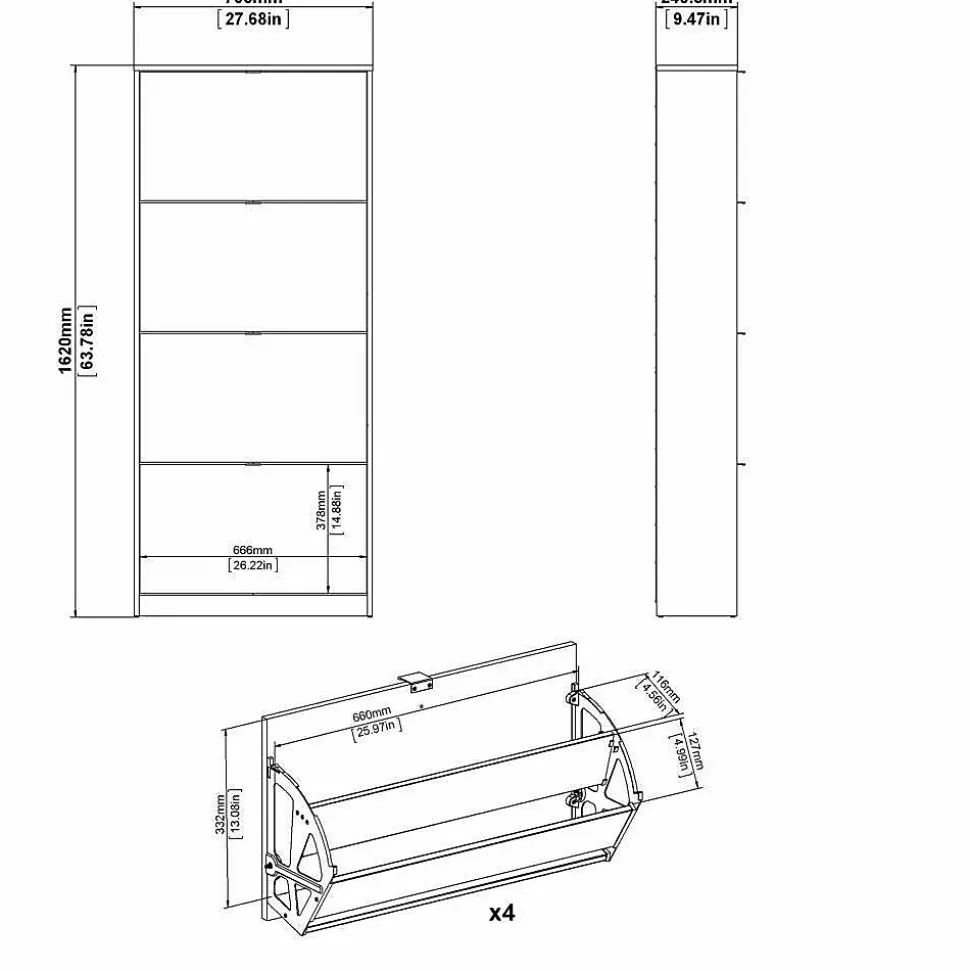 Meuble à chaussures Dtraor, Meuble à chaussures, Armoire d'entrée polyvalente, 70x24 h162 cm, Chêne et Blanc