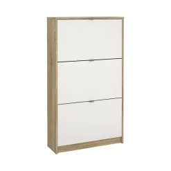 Meuble à chaussures Dtresold, Meuble à chaussures, Armoire d'entrée polyvalente, 70x24 h124 cm, Chêne et Blanc