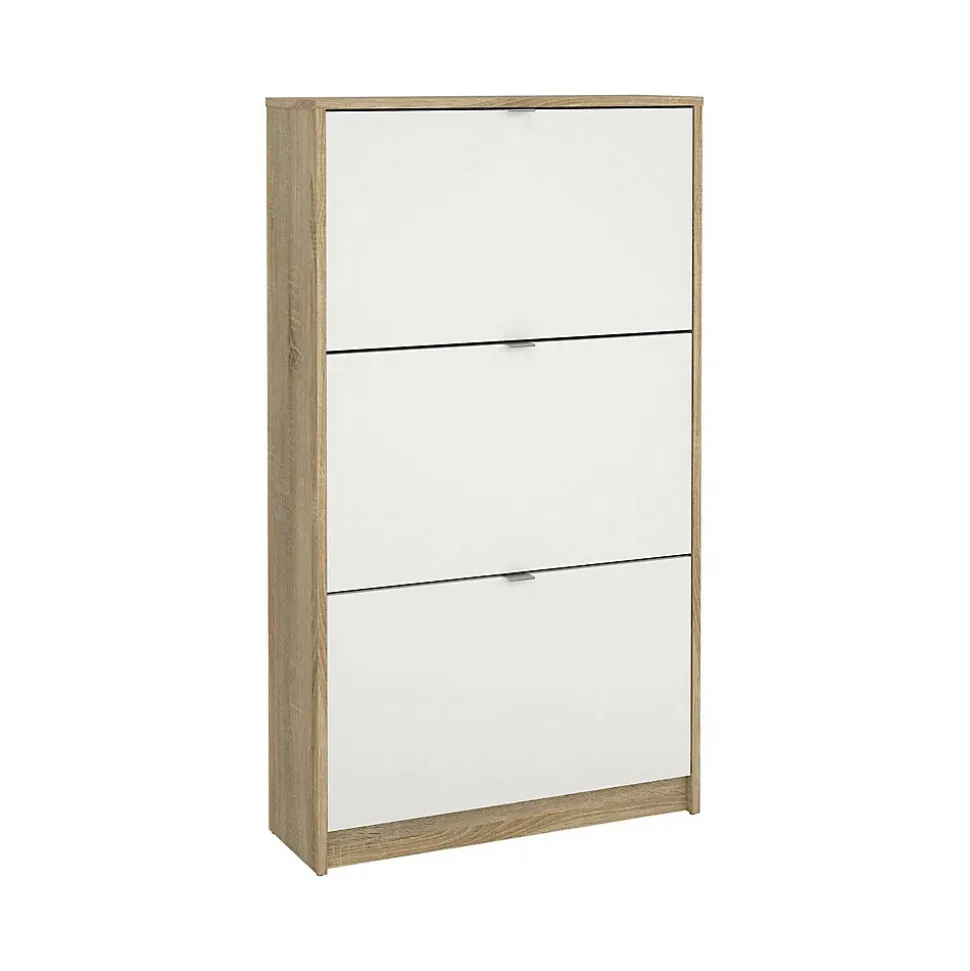 Meuble à chaussures Dtresold, Meuble à chaussures, Armoire d'entrée polyvalente, 70x24 h124 cm, Chêne et Blanc