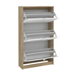 Meuble à chaussures Dtresold, Meuble à chaussures, Armoire d'entrée polyvalente, 70x24 h124 cm, Chêne et Blanc