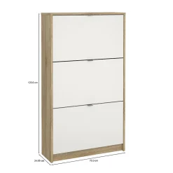 Meuble à chaussures Dtresold, Meuble à chaussures, Armoire d'entrée polyvalente, 70x24 h124 cm, Chêne et Blanc