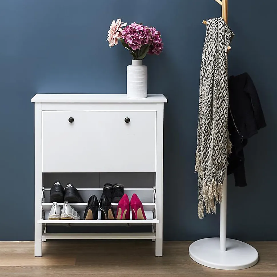 Meuble à chaussures Elisabeth avec 2 portes - Blanc