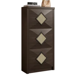 Meuble à Chaussures en Bois Style Rétro - 3 Compartiments Rabattables, PB, Rangement entrée, 54x25x115 cm - Bois