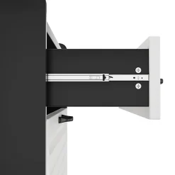 Meuble à Chaussures en Bois avec Abattants Rotatifs et 2 Tiroirs, Design Moderne pour Entrée et Salon - Blanc/Noir 80x23,5x131 cm