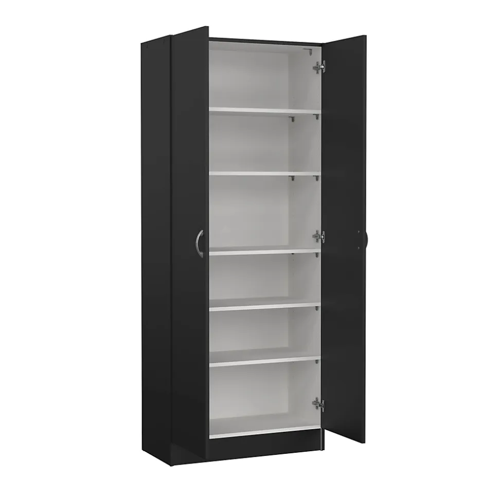 Meuble à chaussures Erinni, Meuble à chaussures, Armoire d'entrée polyvalente, Rangement pour chaussures, 69x35 h170 cm, Noir