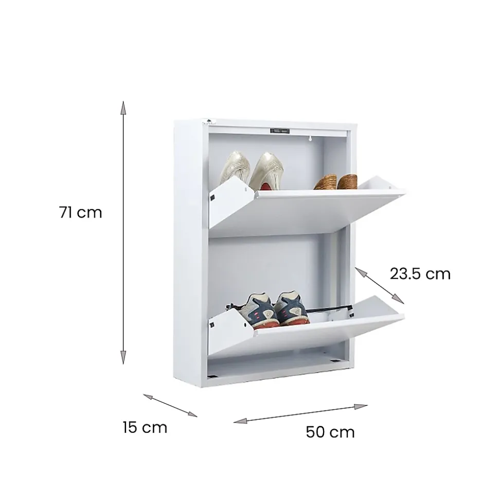 Meuble à chaussures Ezequiel, Meuble à chaussures, Armoire d'entrée polyvalente, Rangement pour chaussures, 50x15h71 cm, Blanc