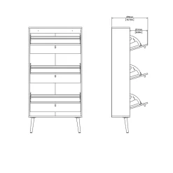 Meuble à chaussures Fung, Meuble à chaussures, Armoire d'entrée polyvalente, Rangement pour chaussures, 70x24 h139 cm, Blanc