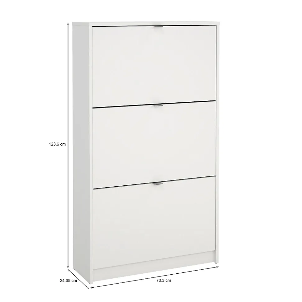 Meuble à chaussures Irina, Meuble à chaussures, Armoire d'entrée polyvalente, Rangement pour chaussures, 70x24 h124 cm, Blanc