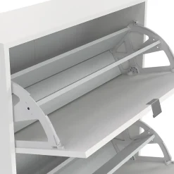 Meuble à chaussures Irina, Meuble à chaussures, Armoire d'entrée polyvalente, Rangement pour chaussures, 70x24 h124 cm, Blanc