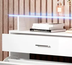 Meuble à chaussures LED - Mélamine brillant - Blanc - 105x89x24 cm