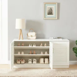 Meuble à chaussures Loeten 62 x 125 x 36 cm blanc en.casa