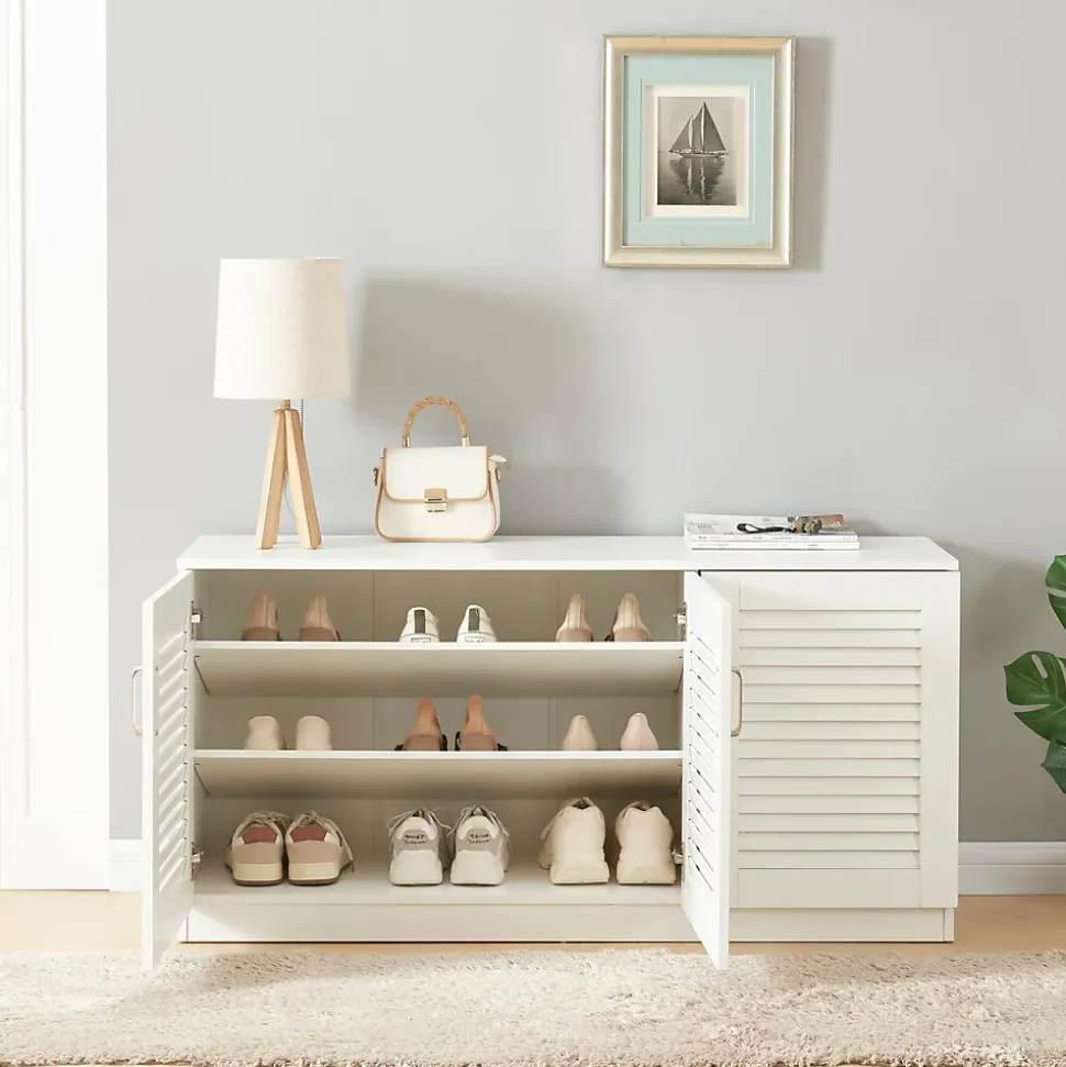 Meuble à chaussures Loeten 62 x 125 x 36 cm blanc en.casa