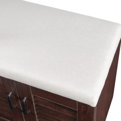 Meuble à chaussures Loeten avec banquette 97 x 120 x 36 cm effet wengé en.casa