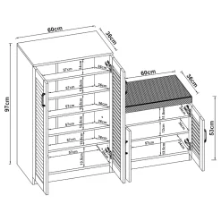 Meuble à chaussures Loeten avec banquette 97 x 120 x 36 cm blanc en.casa