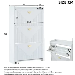 Meuble à Chaussures Lot de 2 - Meuble d'Entrée avec 6 Abattants et Étagères Réglables - en MDF - Blanc