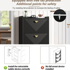 Meuble à Chaussures Lot de 2 - Meuble d'Entrée avec 6 Abattants et Étagères Réglables - en MDF - Noir