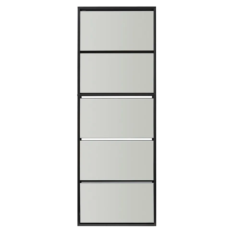 Meuble à chaussures Lund à 5 abattants avec miroir noir en.casa