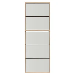Meuble à chaussures Lund à 5 abattants avec miroir effet chêne Sonoma en.casa