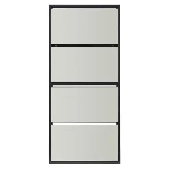 Meuble à chaussures Lund à 4 abattants avec miroir noir en.casa