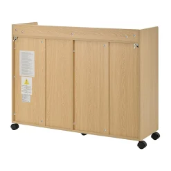 Meuble à Chaussures Mobile avec Étagères Réglables et Espaces Ouverts, MDF avec Roulettes - 110x35x86 cm, Naturel