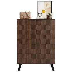 Meuble à Chaussures Moderne, Meuble d'entrée avec Étagères Réglables en PB - 80x35,5x110 cm - Bois Foncé