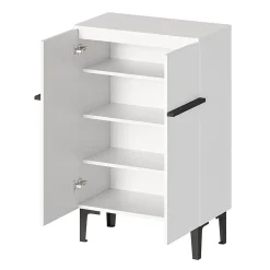 Meuble à Chaussures Moderne 2 Portes - avec Étagères Réglables - en Panneaux de Particules PB - 60x34,5x95 cm - Blanc