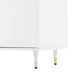 Meuble à Chaussures Moderne avec 2 Tiroirs et Étagères Réglables, Meuble d'entrée, Pieds Dorés Élégants, Blanc - 140x39x84 cm