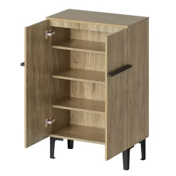 Meuble à Chaussures Moderne 2 Portes - avec Étagères Réglables - en Panneaux de Particules PB - 60x34,5x95 cm - Bois