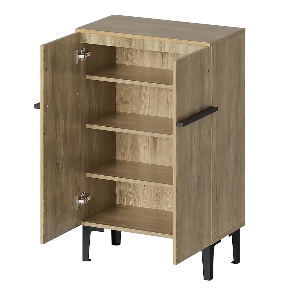Meuble à Chaussures Moderne 2 Portes - avec Étagères Réglables - en Panneaux de Particules PB - 60x34,5x95 cm - Bois