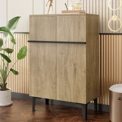 Meuble à Chaussures Moderne 2 Portes - avec Étagères Réglables - en Panneaux de Particules PB - 60x34,5x95 cm - Bois