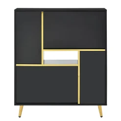 Meuble à Chaussures Noir Brillant, Éclairage LED Multicolore, design Moderne, entrée/Salon, Panneaux de Particules, 80x25x96 cm