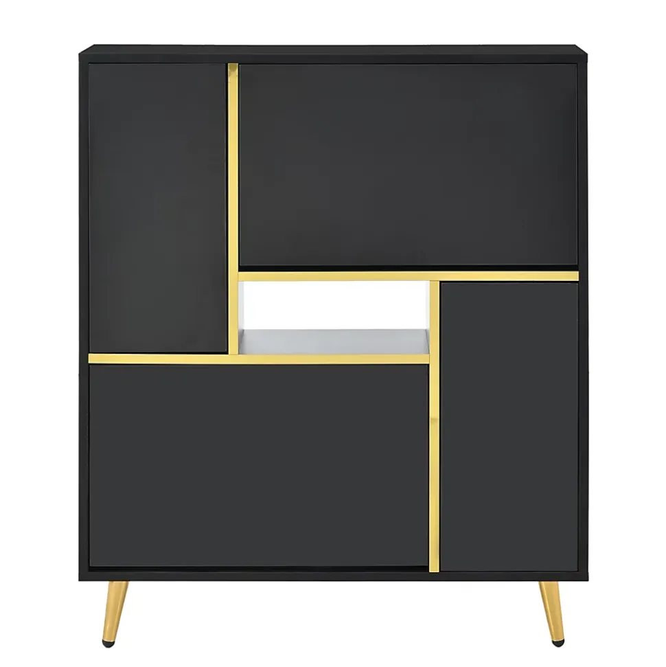Meuble à Chaussures Noir Brillant, Éclairage LED Multicolore, design Moderne, entrée/Salon, Panneaux de Particules, 80x25x96 cm