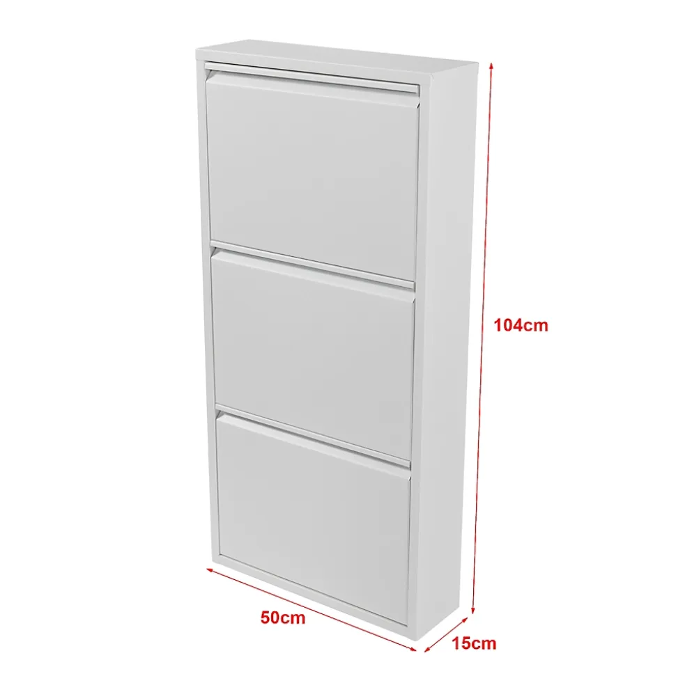 Meuble à chaussures Sokndal à 3 tiroirs inclinables blanc en.casa