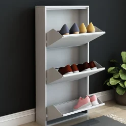 Meuble à chaussures Sokndal à 3 tiroirs inclinables blanc en.casa