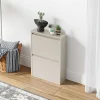 Meuble à chaussures Sokndal à 2 tiroirs inclinables blanc cassé en.casa