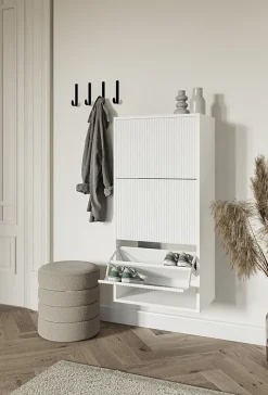 Meuble à chaussures suspendu blanc 50 cm VELDIO