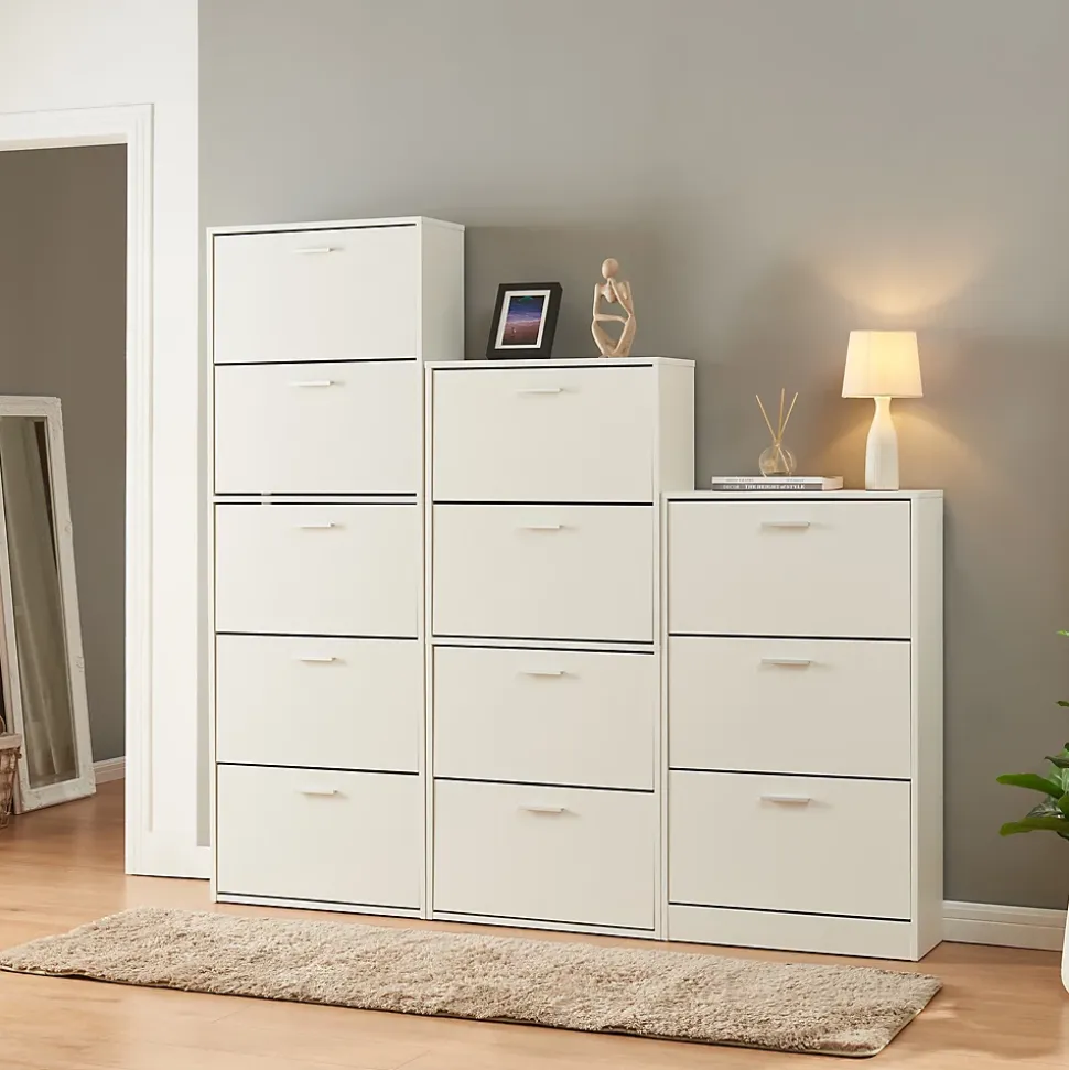 Meuble à chaussures Sykkylven à 5 abattants blanc en.casa